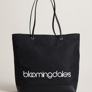 Vintage Bloomingdale’s Tote Bag Shopping Bag Vinyl Drop Shoulder Black 1990s 90s
